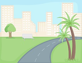 路-市-卡通背景矢量