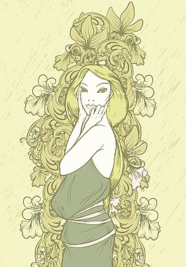 花卉背景漂亮的女士