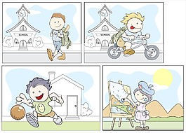卡通小孩向量集的插圖