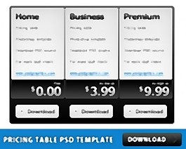定价表免费PSD模板