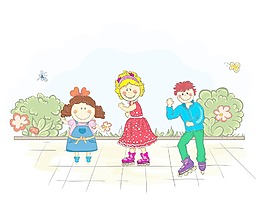 在公园里玩耍的孩子们的矢量插图