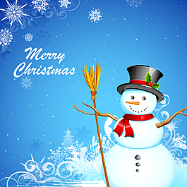 卡通圣誕雪人海報矢量設計