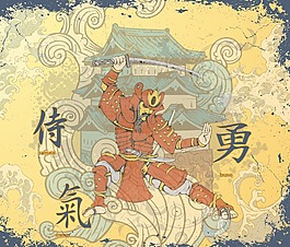背景矢量日本武士