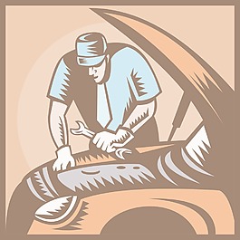 汽車修理工修理汽車