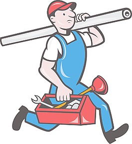 與管的卡通管道工工具箱