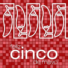 Feliz Cinco de Mayo（幸福5月第五）鑲嵌辣椒卡矢量格式