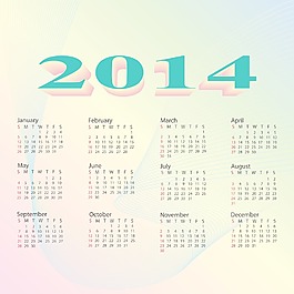 2014日歷柔和的顏色