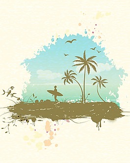 棕櫚樹矢量夏季背景