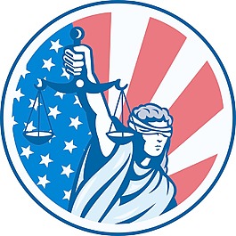 美國小姐持有正義的天平標志復古