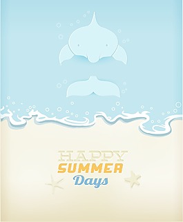 與海豚夏天矢量插畫