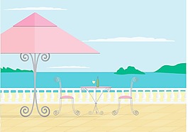一個海灘咖啡館矢量圖像