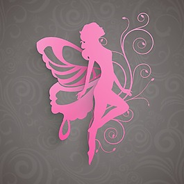 三八婦女節賀卡或海報的灰色背景的女孩粉紅色的輪廓設計
