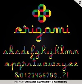 豐富多彩的折紙字母06矢量