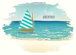 隨著帆船南海夏季矢量插畫