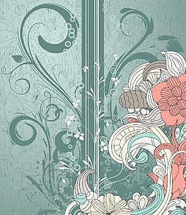 復(fù)古花卉背景矢量插畫