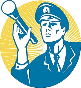 用手電筒復(fù)古的警察保安
