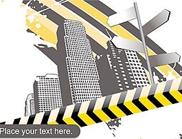 摘要插图的黑色建筑与道路标志