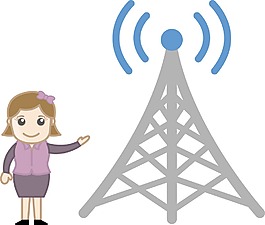 女孩表現出電視信號塔