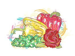 隨著垃圾矢量插畫的蔬菜