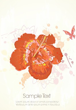 水彩花卉背景矢量插畫