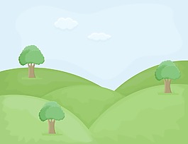 丘陵区-卡通背景矢量