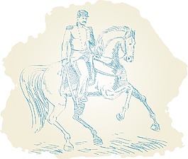 美國南北戰(zhàn)爭的軍官在馬背上