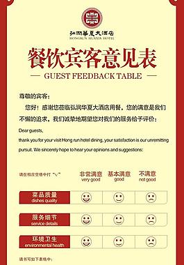 餐飲賓客意見表矢量圖