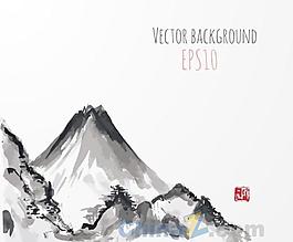 水墨山水矢量素材下载
