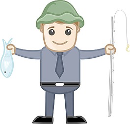 漁夫矢量字符的卡通插畫