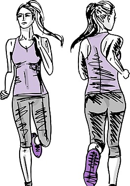 女子马拉松运动员素描