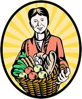 女性有機農(nóng)民作物收獲的籃子