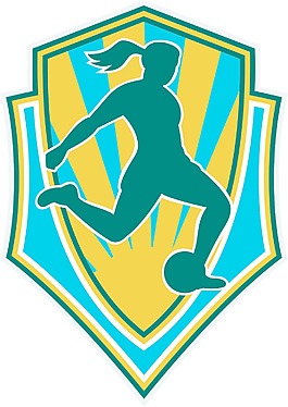 足球運動員踢球罩的女人