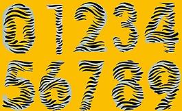 斑馬紋數字矢量圖