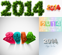 5款2014新年海報矢量素材