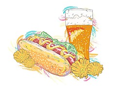 矢量熱狗 豐富多彩的飛濺