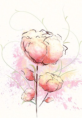 水彩花卉背景矢量插畫