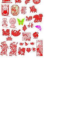 吉祥图案剪纸合集矢量图