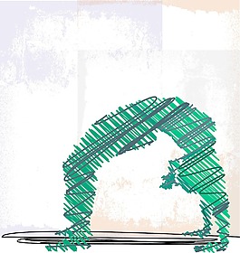 女人的冥想和做瑜伽的矢量插圖摘要素描