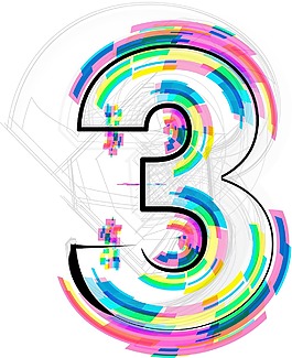 3號字體插畫矢量圖