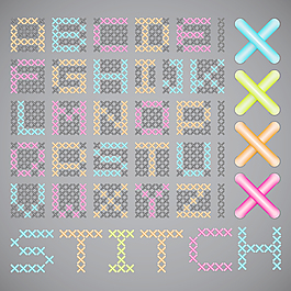 向量交叉缝合字体