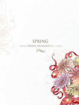 春天開(kāi)花的花卉背景矢量插畫
