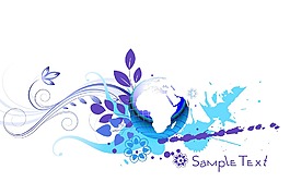 地球與花卉矢量插畫