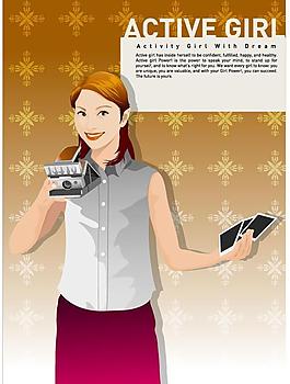 时尚主流女性人物矢量图-7
