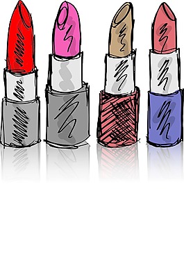 素描的口紅孤立在白色背景矢量插畫