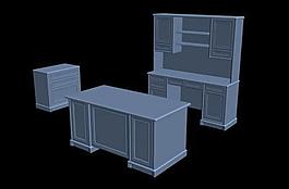 3D歐式辦公家具套裝模型