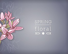 春天開花的花卉背景矢量插畫