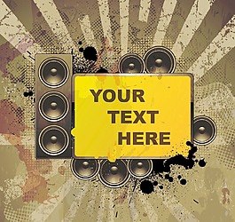 矢量古董演唱會海報與揚聲器