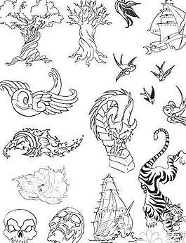 白描線條畫矢量圖
