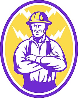 電工建筑工人的閃電