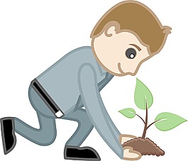 種植一棵樹矢量字符的卡通插畫